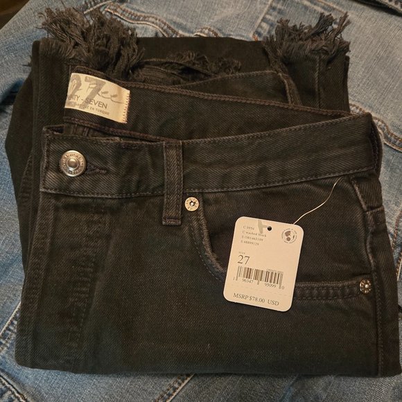 NWT FREE PEOPLE MAGGIE MID RISE STRAIGHT JEANS 0954 WASHED BLACK OB1463199 SZ 27 - Picture 11 of 11